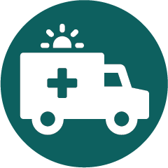 Teal icon of an ambulance.